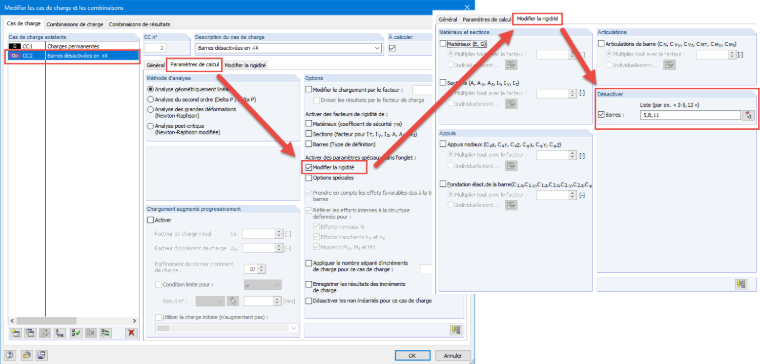 Option « Désactiver » dans RSTAB