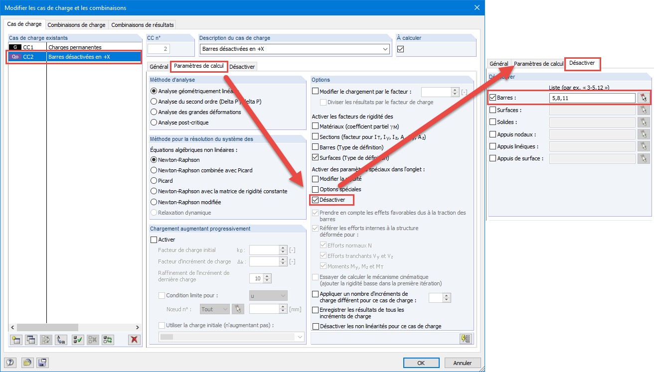 Option « Désactiver » dans RFEM