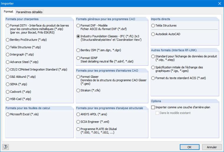 Boîte de dialogue d’importation de données dans RFEM