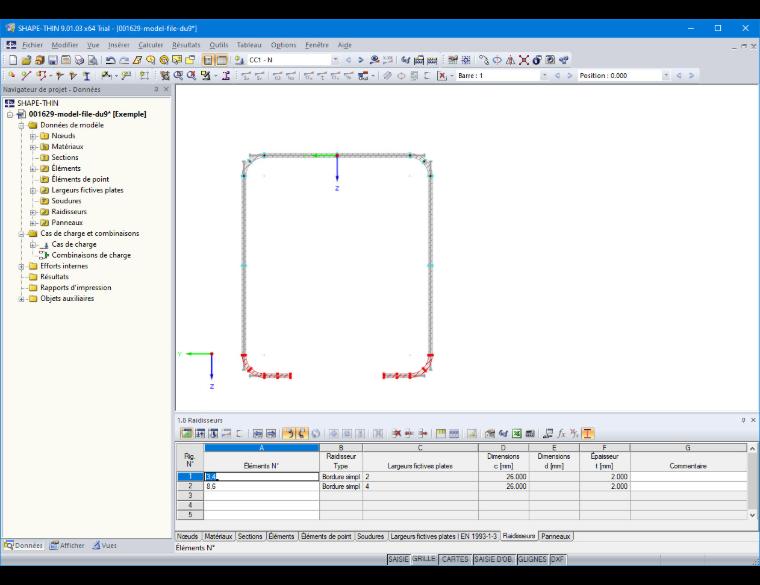 Tableau 1.8 Raidisseurs