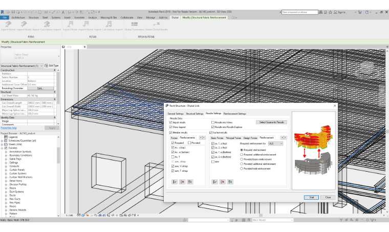 Armatures de surface en 3D dans Revit générées à partir de résultats de calcul dans RFEM