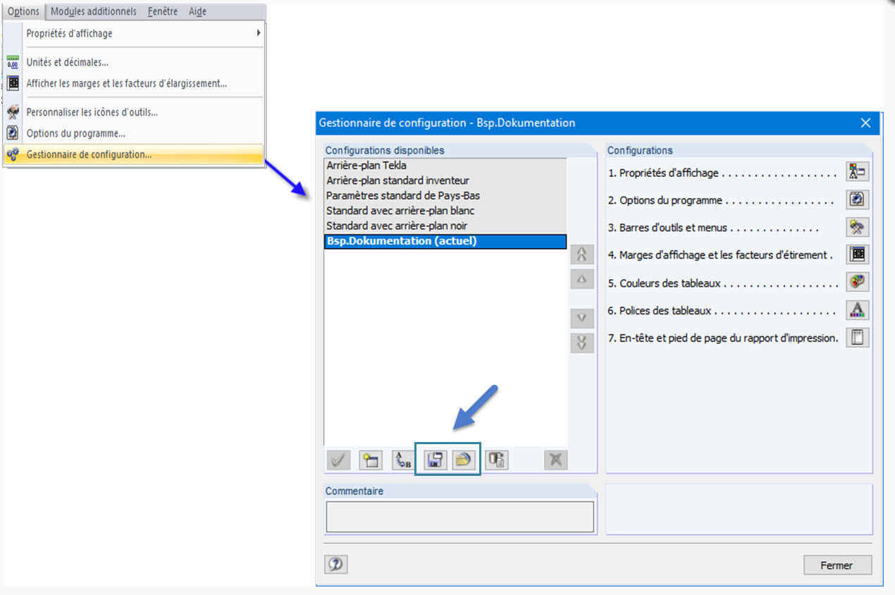 Enregistrer et importer la configuration