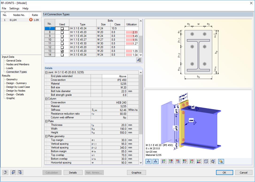 Calcul de l’assemblage avec RF-/JOINTS Steel - DSTV