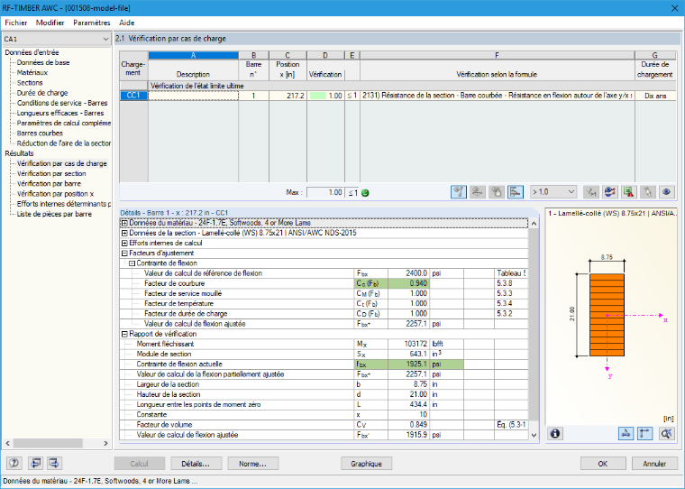 Évaluation dans RF-/TIMBER AWC