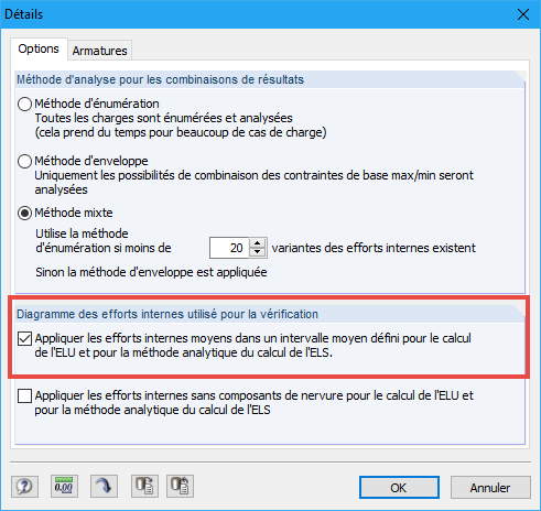 Activation des efforts internes lissés dans RF-CONCRETE Surfaces