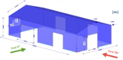 Vue 3D du hangar industriel