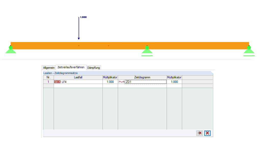Analyse de l’historique de temps dans RF-DYNAM Pro - Forced Vibrations