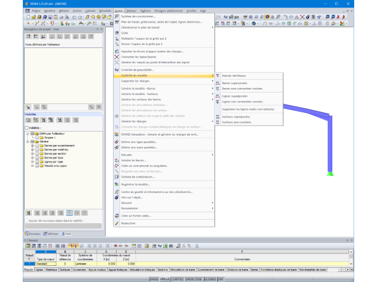 Contrôle du modèle dans RFEM
