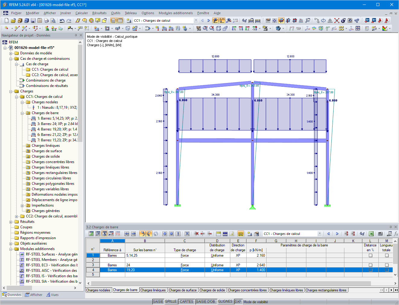 Charges de calcul et imperfections pour le calcul de la structure