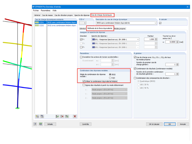 Activation de la combinaison linéaire équivalente dans RF-/DYNAM Pro