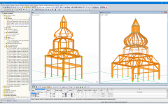 Modèles en 3D dans RSTAB des deux plus grands dômes de l'église (© Moses Structural Engineers)