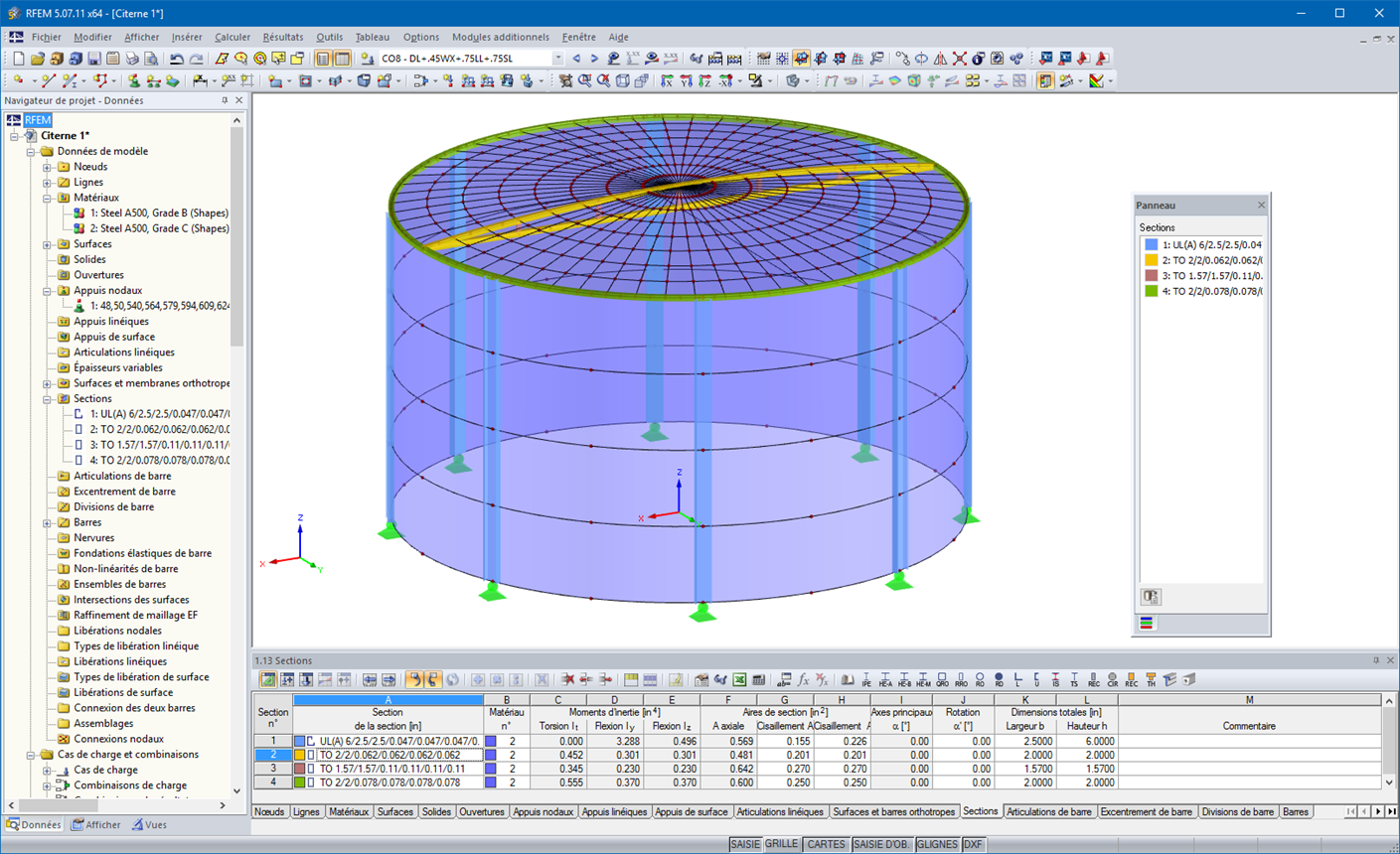 Modèle 3D d’une citerne dans RFEM (© Rocky Summit EC)