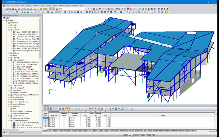 Modèle 3D de l’école dans RFEM (© DBC AS)