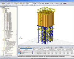 Modèle 3D de la structure porteuse de l’usine de mélange à sec dans RSTAB (© Dietz Würtele)