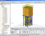 Modèle 3D de la structure porteuse de l’usine de mélange à sec dans RSTAB (© Dietz Würtele)