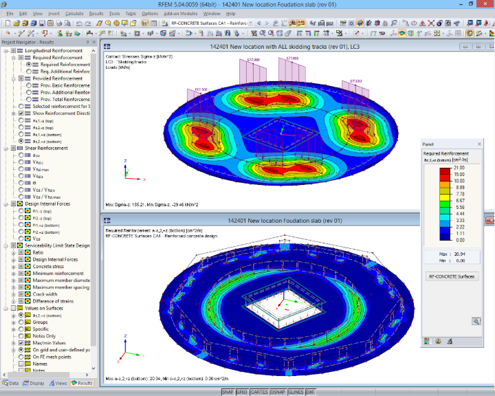 Modèles RFEM du radier pour différentes phases du transport (© Techniek en Methode)