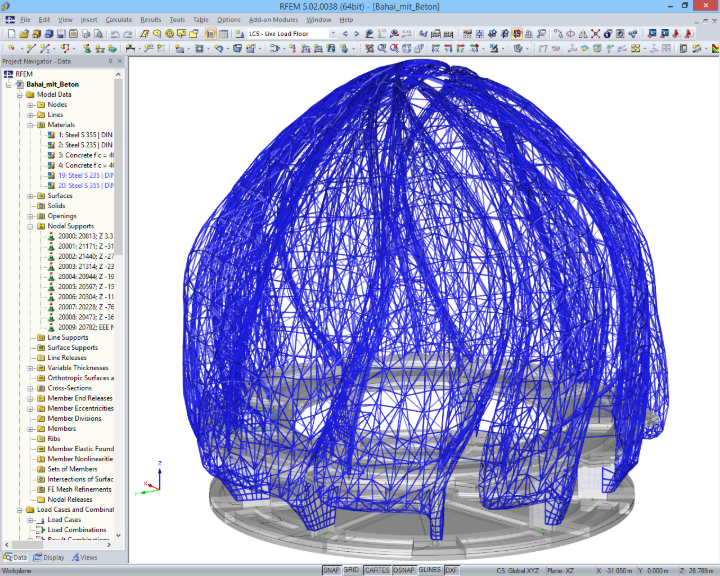 Modélisation sur RFEM de la structure acier et béton (© Josef Gartner GmbH)