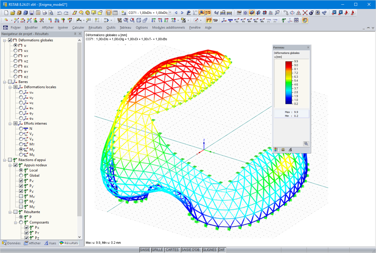Modèle de la structure Enigma dans RSTAB (© Novum Structures)