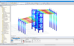 Modèle 3D de la structure à effet Hall avec les déformations visualisées dans RFEM (© pbr)