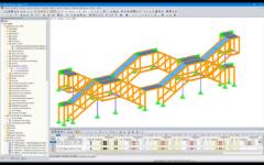 Modèle RFEM de la structure des escaliers, réalisée en poutres-treillis (© Josef Kolb AG)