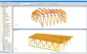 Modèle RFEM de la station amont (en haut) et de la station aval (en bas) (© Indermühle Bauingenieure)