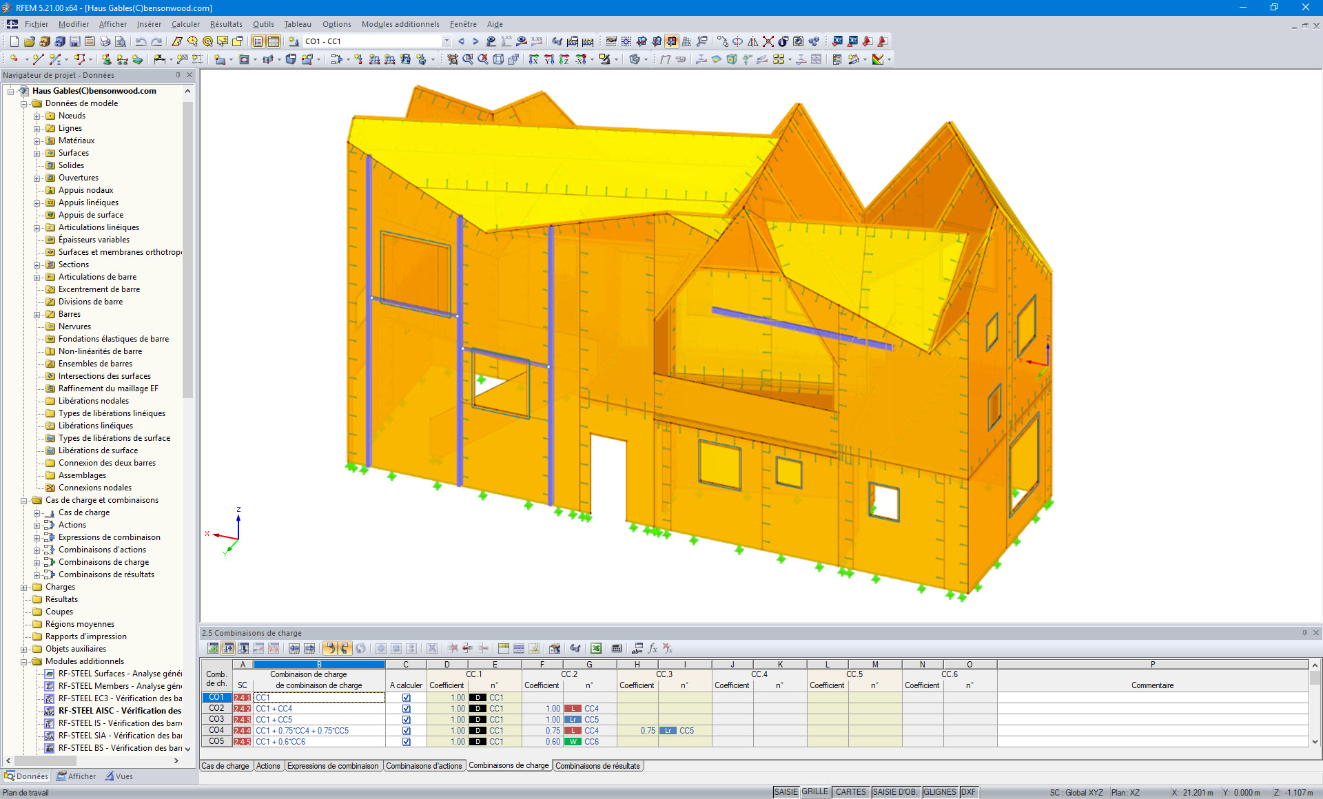 Modèle 3D de la House Gables dans RFEM (© Bensonwood)