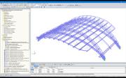 Modèle 3D de la structure de toiture en toile tendue dans RSTAB (© Joachim Ingenieure)