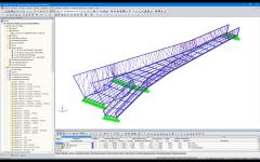 Modèle 3D d'une passerelle piétonne dans RSTAB (© Konstrukt: ING GmbH)