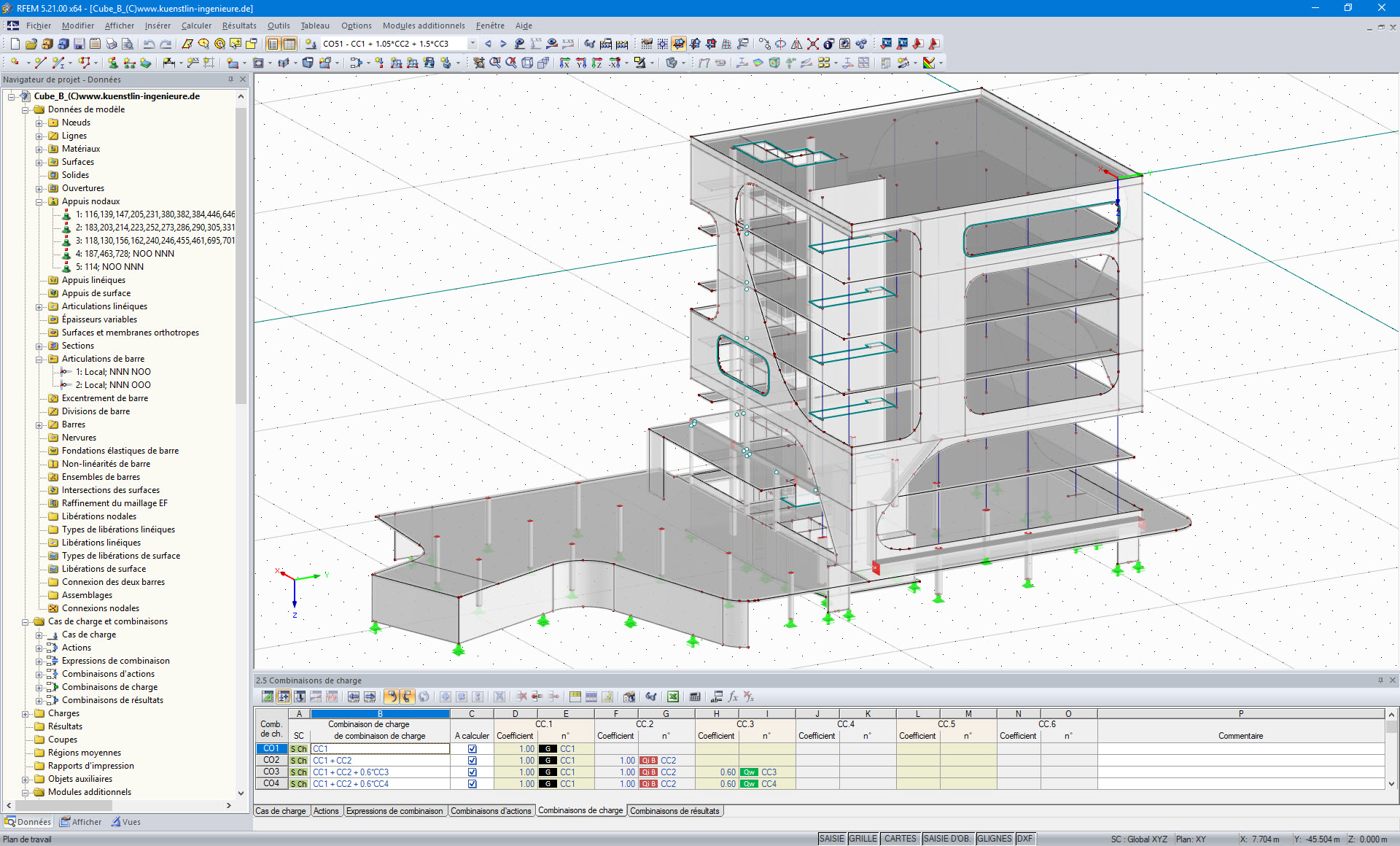 Modèle 3D du « Cube B » dans RFEM (© künstlin ingenieure)
