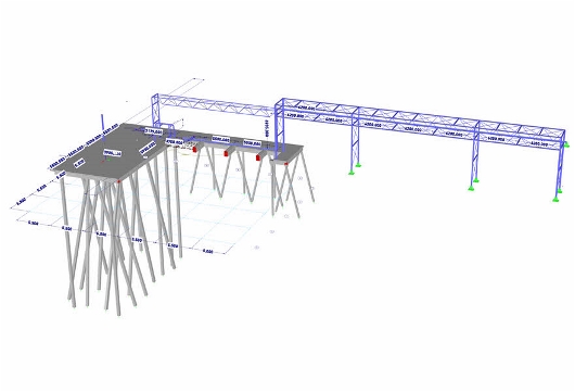 Modèle RFEM de la passerelle en béton et du pont en tubes d’acier (© Witteveen+Bos N.V.)