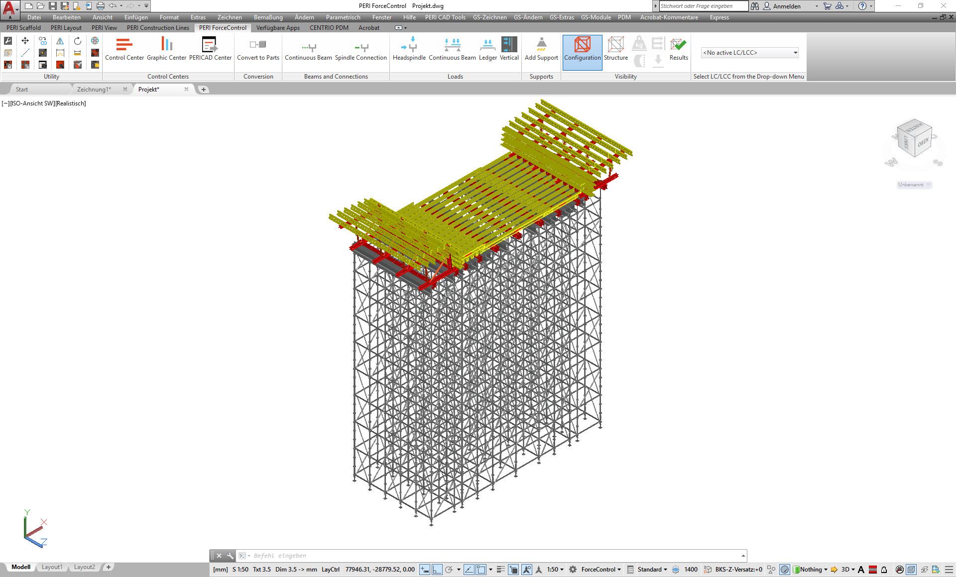 Configuration de la structure d'échafaudage dans AutoCAD (© PERI GmbH)