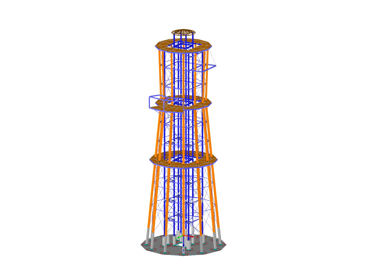 Modèle de la tour d'observation dans RFEM (© Ingenieurbüro Braun GmbH & Co.KG)