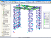 Modèle 3D de la structure de l'échafaudage dans RFEM (© PlusEight System AB)