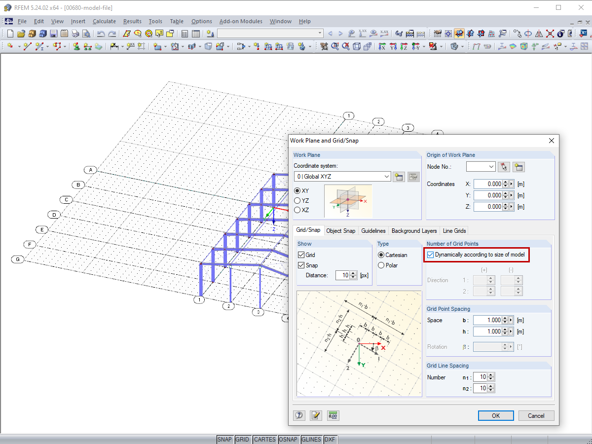 Ajustement de la grille à la taille du modèle