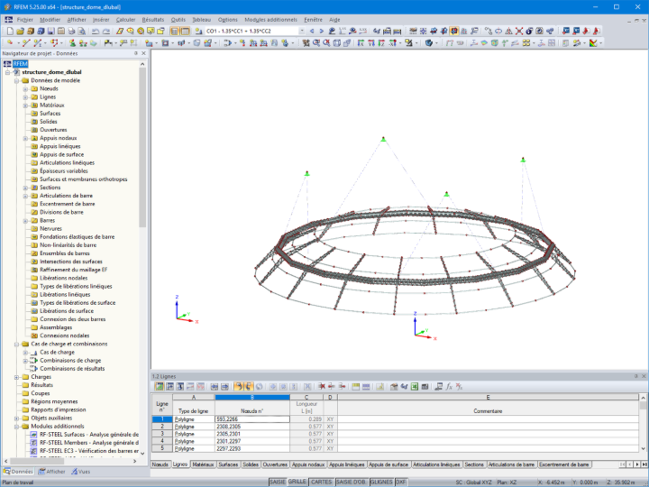 Modèle 3D de la structure porteuse principale dans RFEM (© formTL)