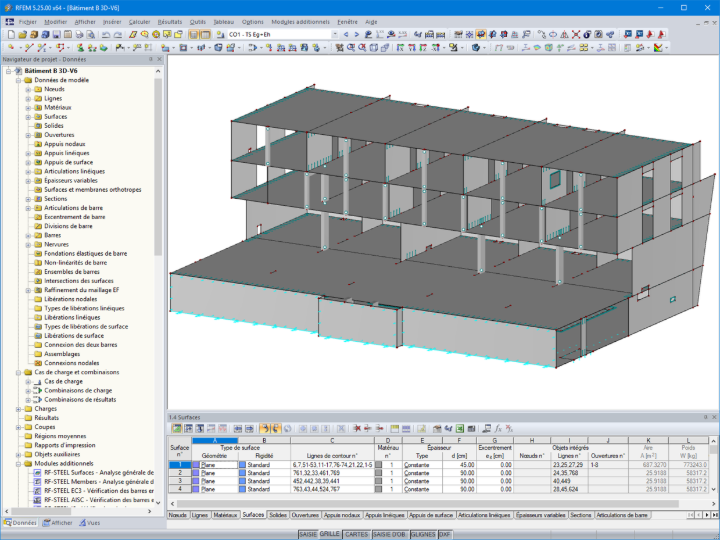 Modèle du bâtiment B du complexe dans RFEM (© Dipl.-Ing.Rainer Zangerle)