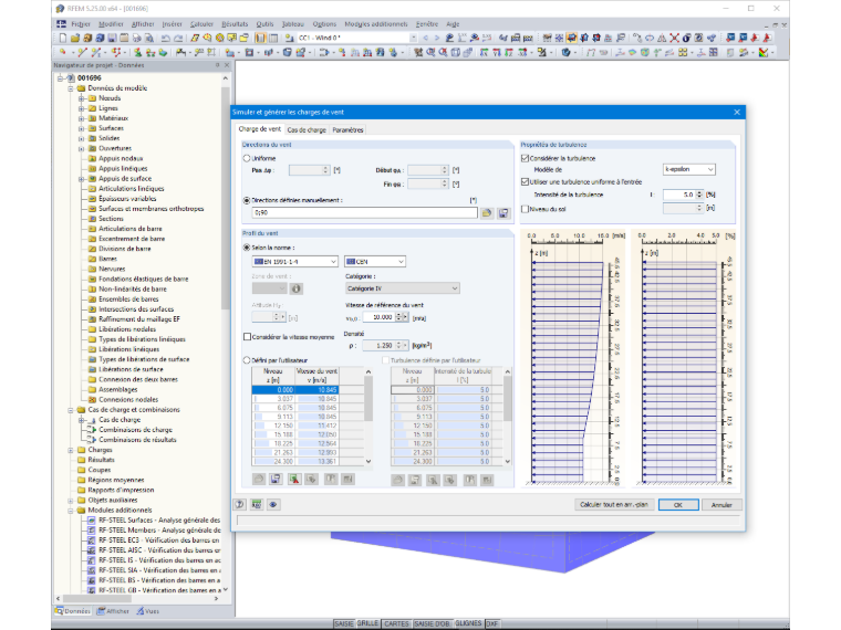 Paramètres du vent dans l’interface avec RWIND Simulation