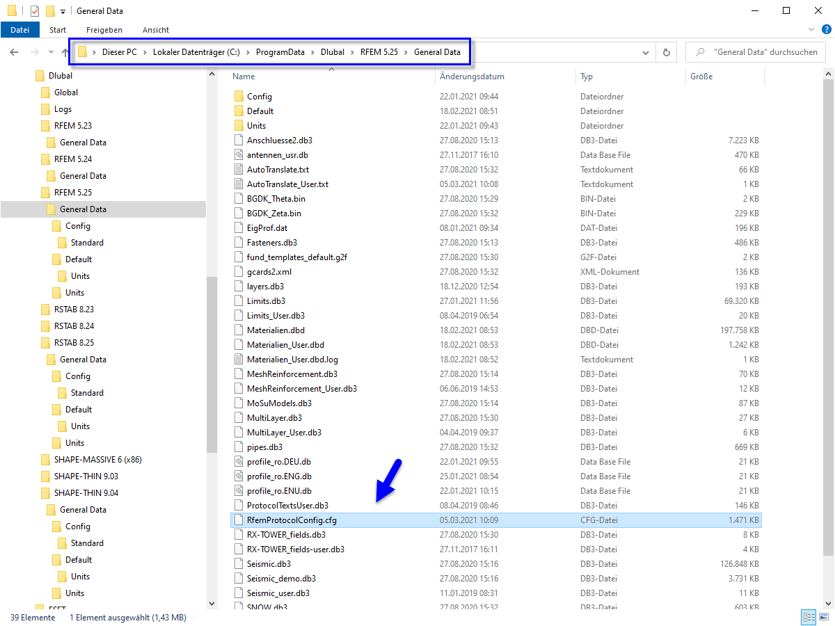 Fichier de configuration pour le modèle de rapport d'impression de RFEM
