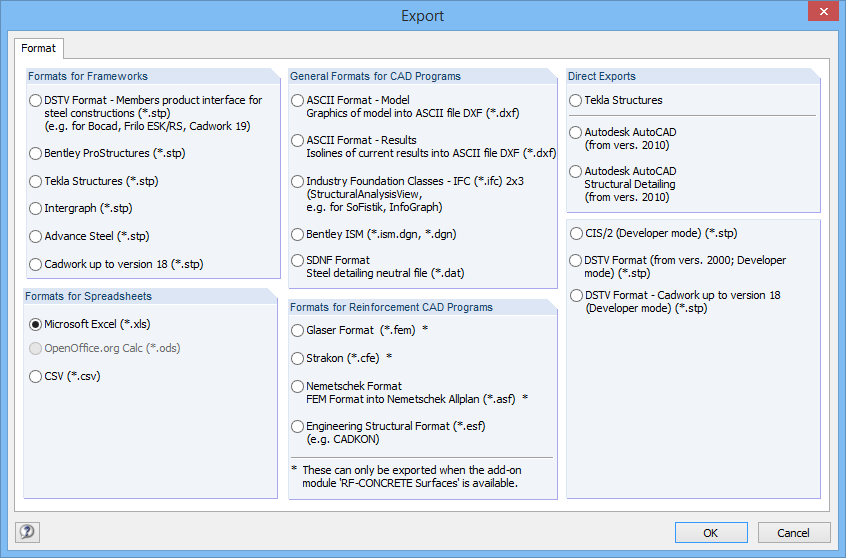 Exporter vers Microsoft Excel