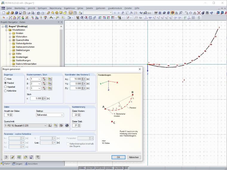 Boîte de dialogue « Générer un arc »