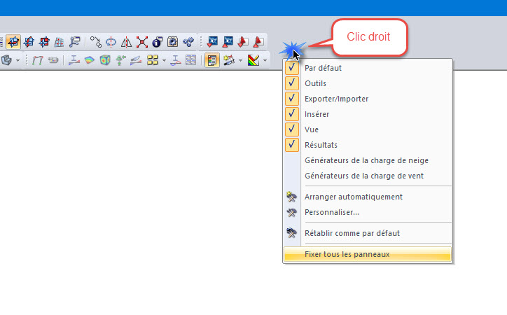 Option Fixer tous les panneaux