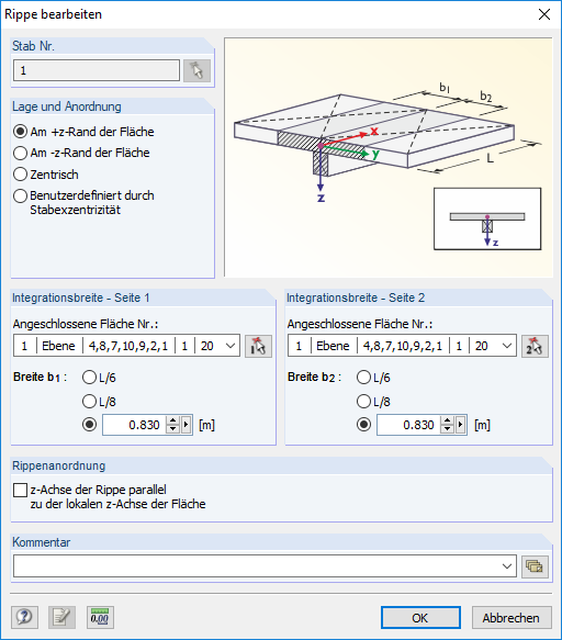 Affichage de la nervure dans RFEM