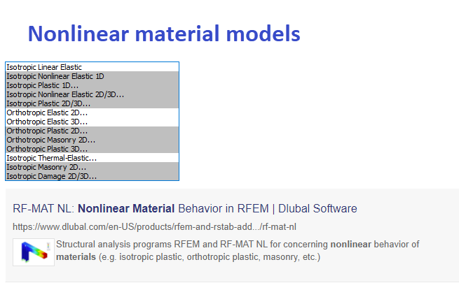 Modèles de matériau dans RFEM