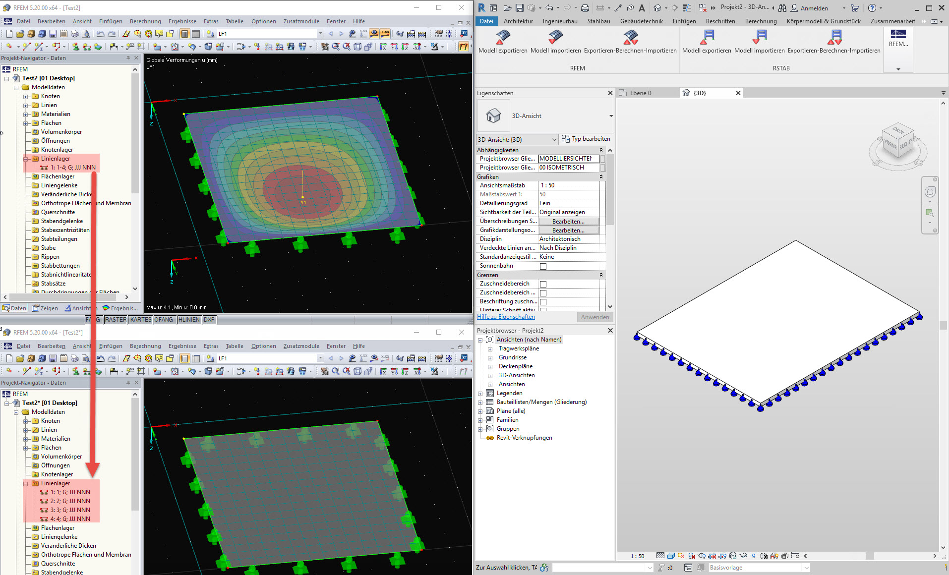 Duplication des types d'appui linéique lors de l'exportation de RFEM vers Revit