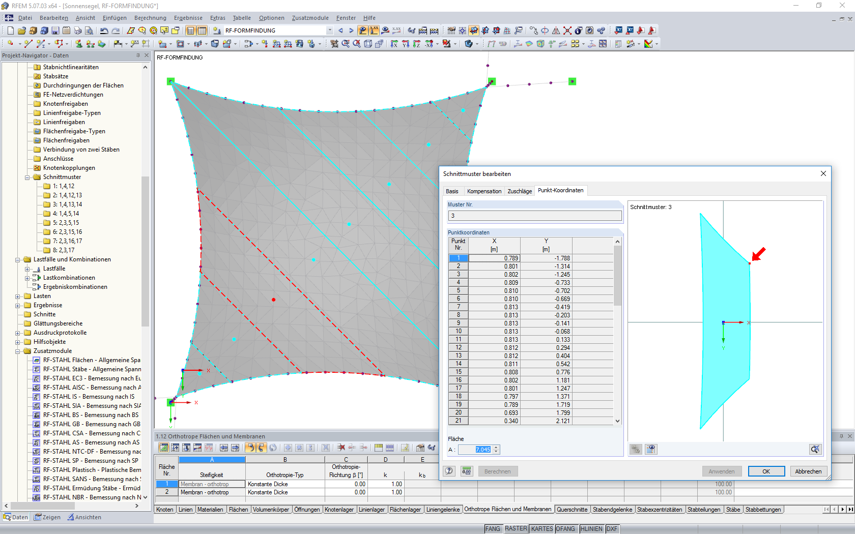 Affichage des patrons de coupe dans le modèle RFEM