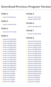 Télécharger les versions antérieures des programmes Dlubal