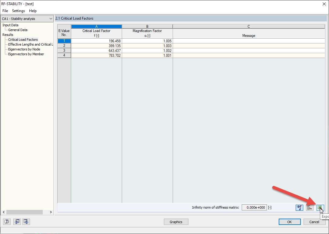 Exportation/importation des longueurs efficaces du module Modul RF-STABILITY vers/depuis EXCEL