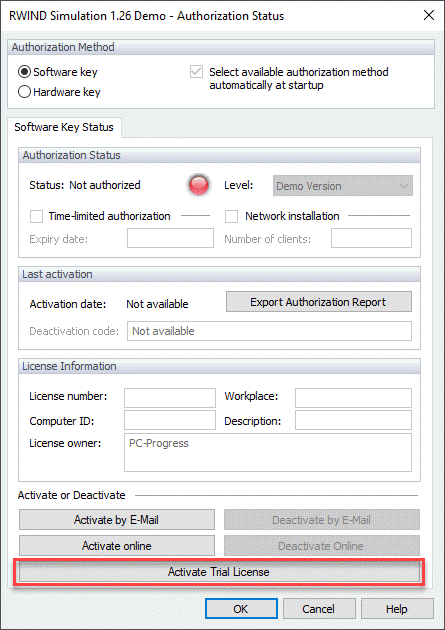 Activation de la licence pour une version d’essai