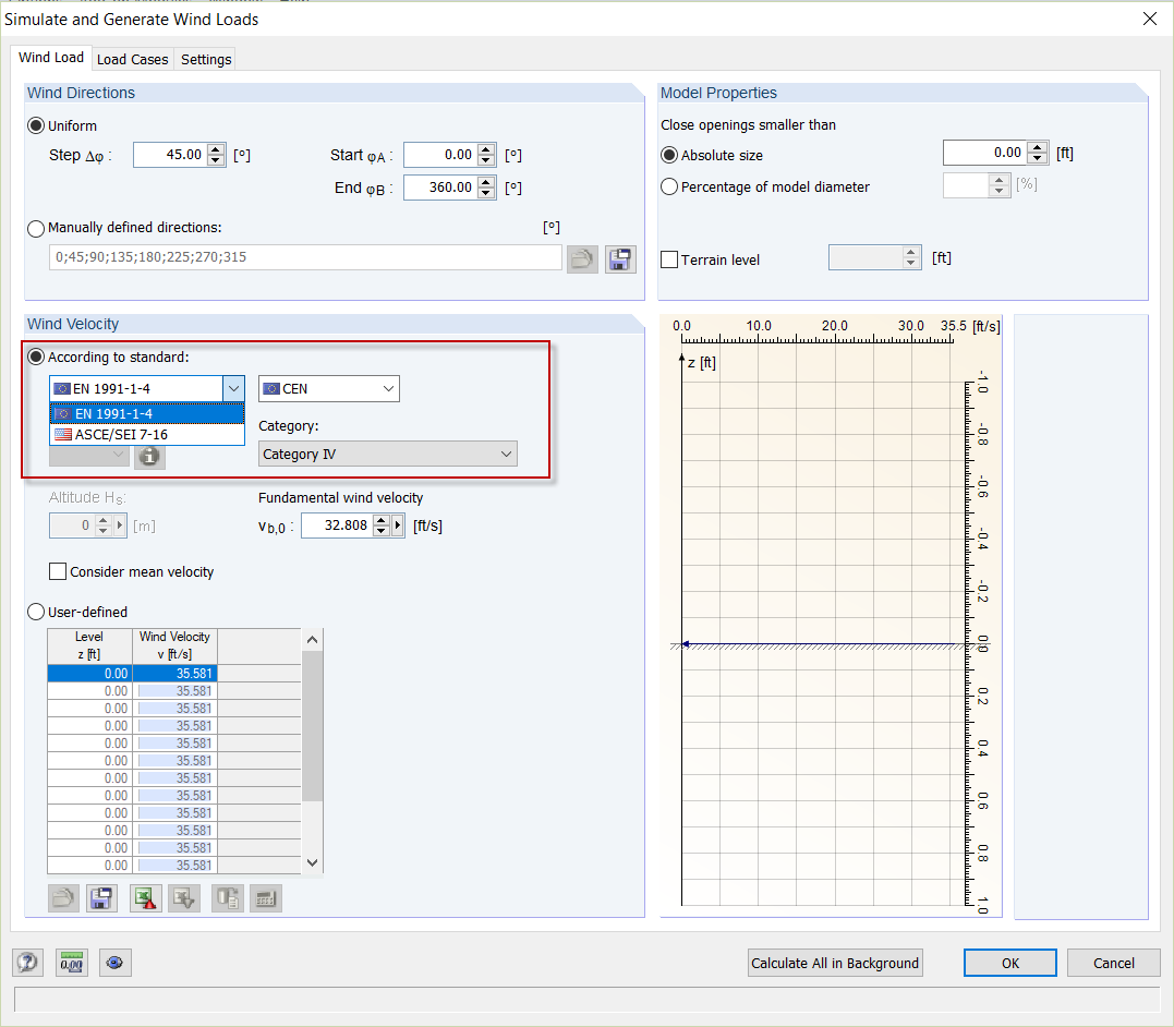 RWIND Simulation - Normes pour les profils de vent