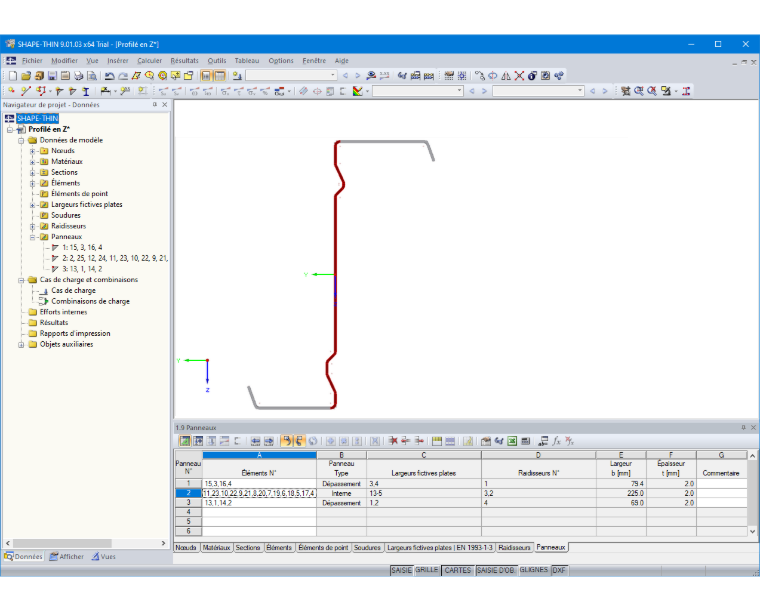 Tableau 1.9 Panneaux